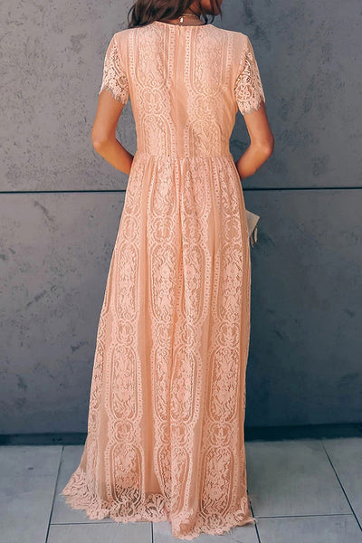 Scalloped Trim Lace Maxi Dress