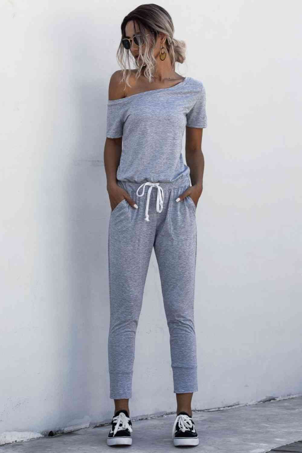 Drawstring Jumpsuit with Pockets