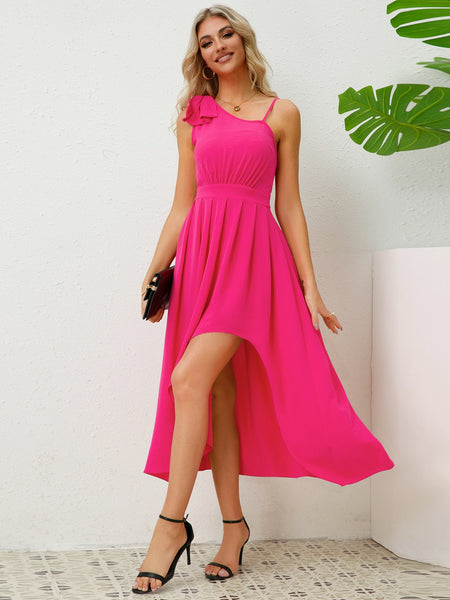 Tie-Shoulder High-Low Dress