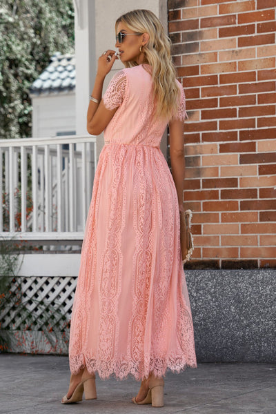 Scalloped Trim Lace Maxi Dress