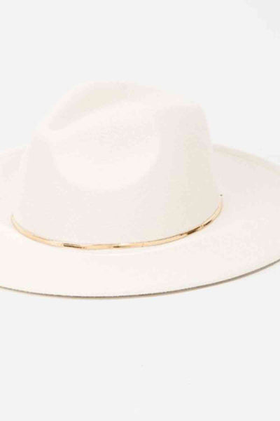 Ivory Herringbone Chain Fedora Hat