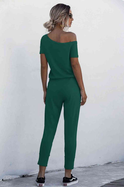 Drawstring Jumpsuit with Pockets