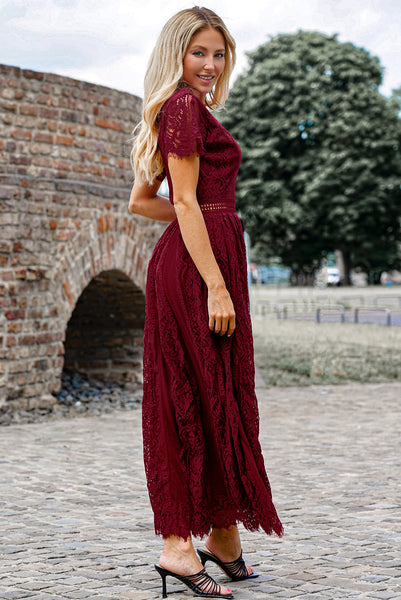 Scalloped Trim Lace Maxi Dress