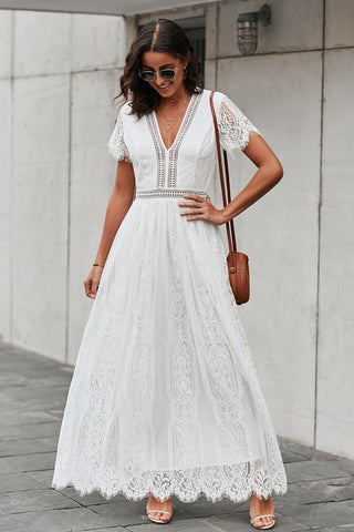 Scalloped Trim Lace Maxi Dress