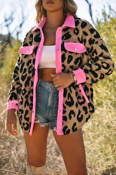 Leopard & Pink Teddy Shacket