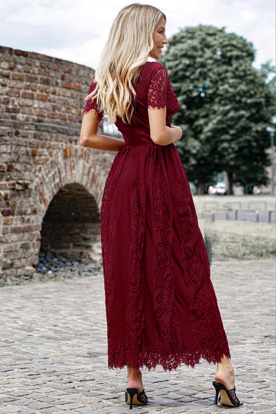 Scalloped Trim Lace Maxi Dress