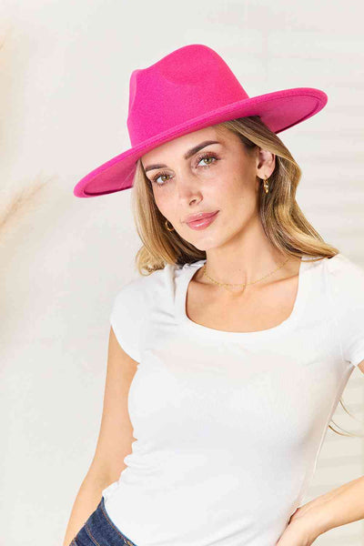 Hot Pink Flat Brim Fedora Hat