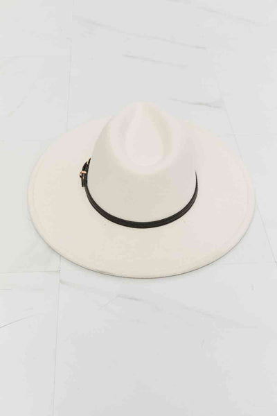 White Belted Fedora Hat