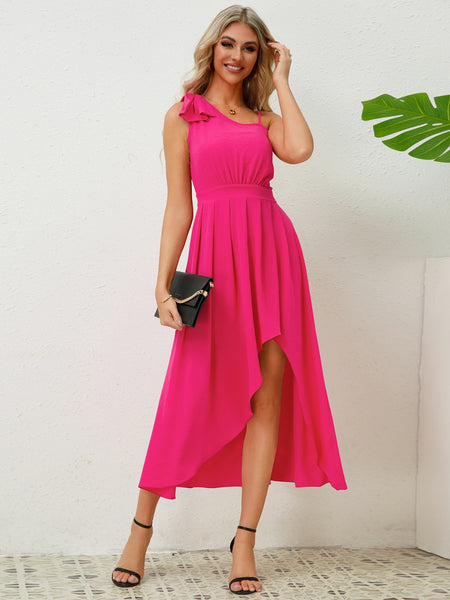 Tie-Shoulder High-Low Dress