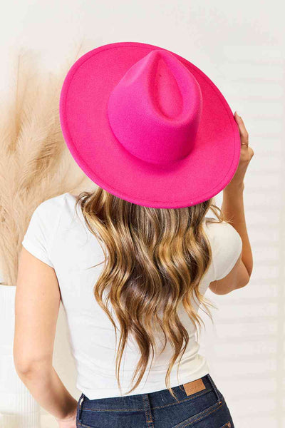 Hot Pink Flat Brim Fedora Hat