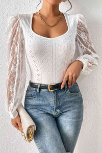 Lace Puff Sleeve Bodysuit