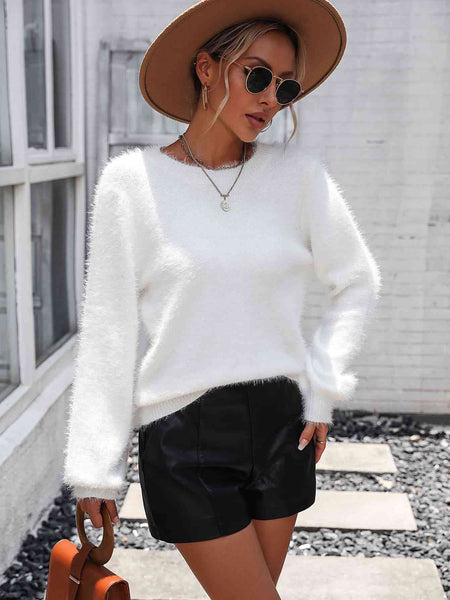 Lace Back Long Sleeve Sweater