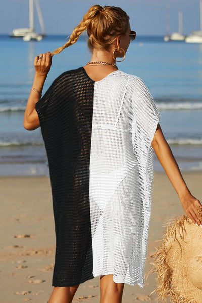 Black & White Colorblock Swim Cover Up