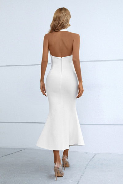 White Fishtail Bodycon Dress