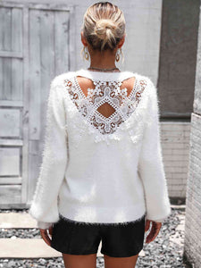 Lace Back Long Sleeve Sweater