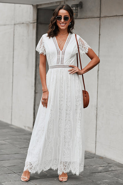 Scalloped Trim Lace Maxi Dress