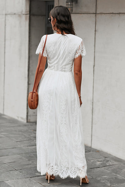 Scalloped Trim Lace Maxi Dress