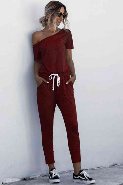 Drawstring Jumpsuit with Pockets