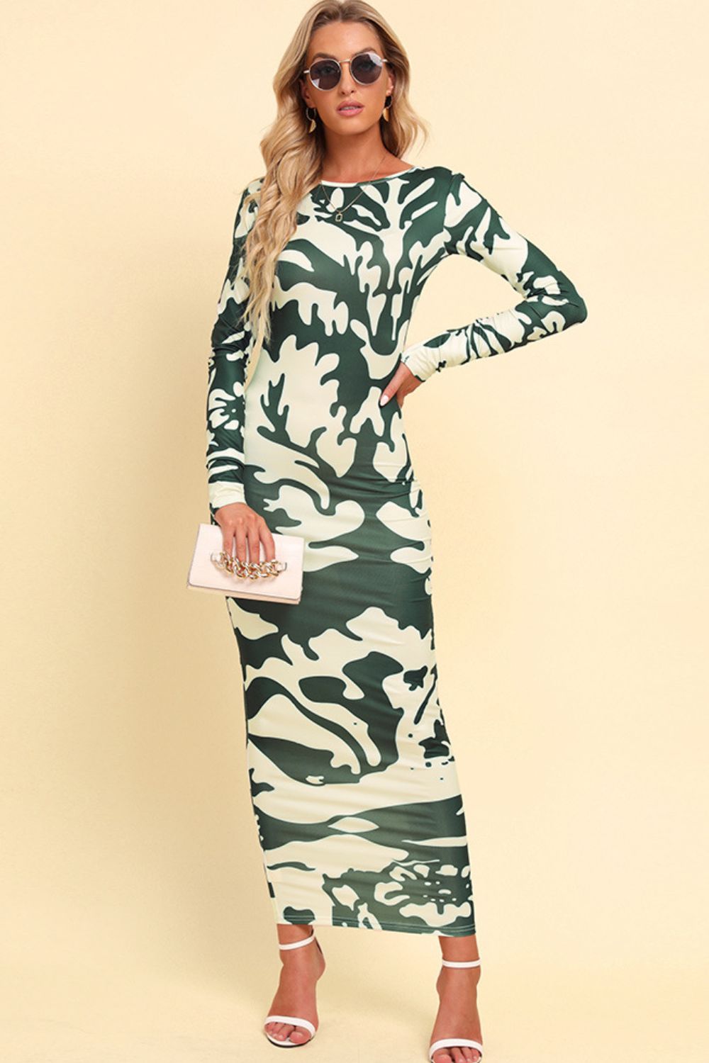 Backless Long Sleeve Maxi Dress