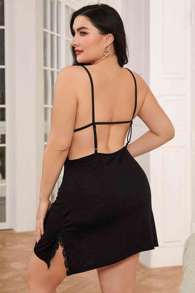 Black Backless Night Dress+