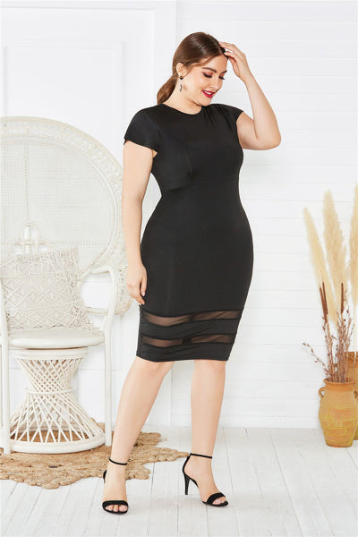 Mesh Bottom Midi Dress+