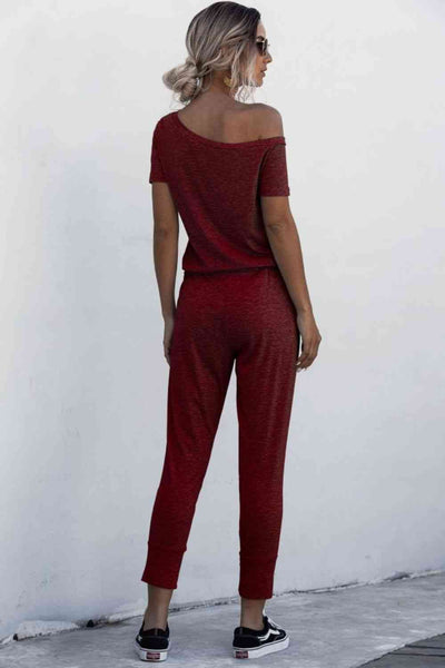 Drawstring Jumpsuit with Pockets