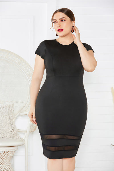 Mesh Bottom Midi Dress+