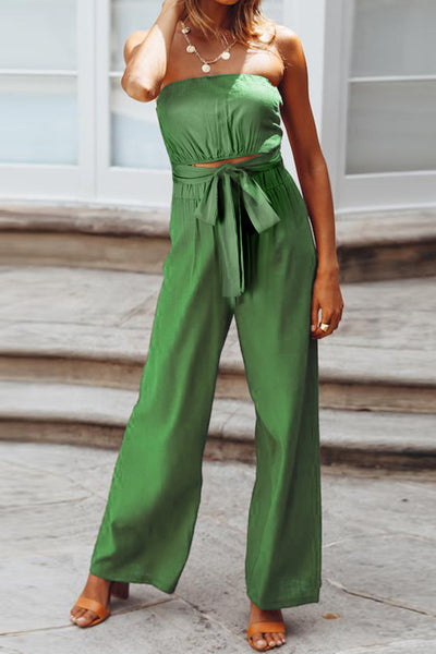 Strapless Wide Leg Jumpsuit